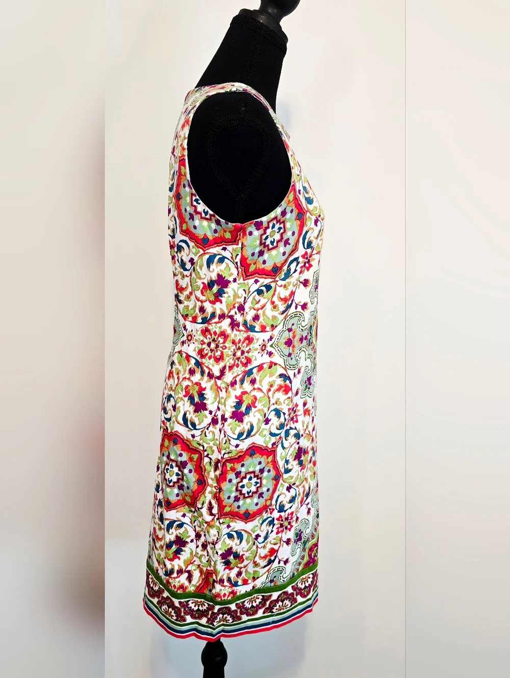London Times Floral Shift Dress Boho Medallion Print Sleeveless Size 10 - Picture 5 of 10